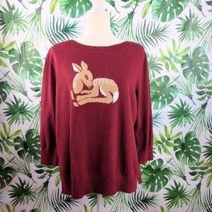 Loft Outlet Deer Boat Neck Sweater (Size: X-Large) 8.9oz